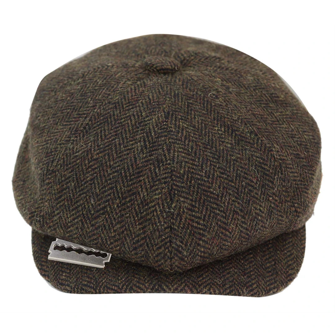 Men's Tweed Newsboy Cap Peaky Baker Flat Check Hat - Brown - TruClothing.com - 1