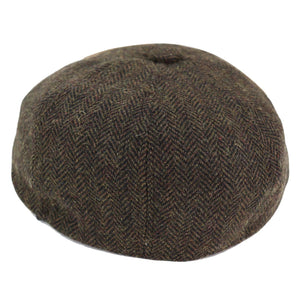 Men's Tweed Newsboy Cap Peaky Baker Flat Check Hat - Brown - TruClothing.com - 4