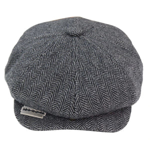 Men's Tweed Newsboy Cap Peaky Baker Flat Check Hat - Charcoal - TruClothing.com - 6