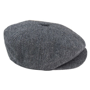 Men's Tweed Newsboy Cap Peaky Baker Flat Check Hat - Charcoal - TruClothing.com - 8