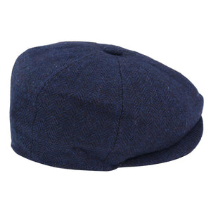 Men's Tweed Newsboy Cap Peaky Baker Flat Check Hat - Navy - TruClothing.com - 16