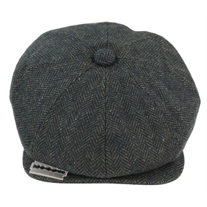 Men's Tweed Newsboy Cap Peaky Baker Flat Check Hat - Olive - TruClothing.com - 18
