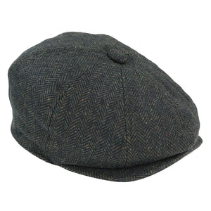 Men's Tweed Newsboy Cap Peaky Baker Flat Check Hat - Olive - TruClothing.com - 19
