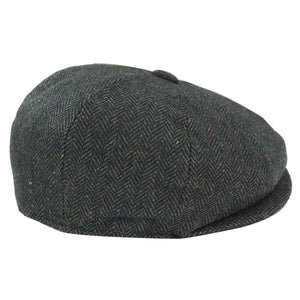 Men's Tweed Newsboy Cap Peaky Baker Flat Check Hat - Olive - TruClothing.com - 20
