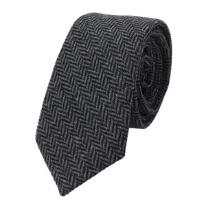 Men's Tweed Tie Hankie Set Classic British Heritage Wool Herringbone - Charcoal - TruClothing.com - 5