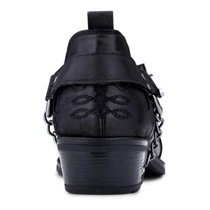 Scarpe Western da Uomo Vera Pelle Effetto Coccodrillo Cintura in Metallo e Tacco Cubano - Nero - Etor - 4