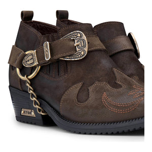 Scarpe Western da Uomo Vera Pelle Effetto Coccodrillo Cintura in Metallo e Tacco Cubano - Marrone - Etor - 8