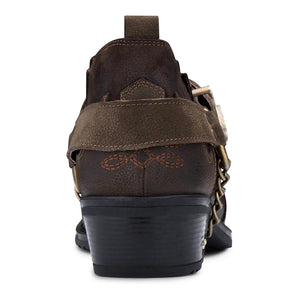 Scarpe Western da Uomo Vera Pelle Effetto Coccodrillo Cintura in Metallo e Tacco Cubano - Marrone - Etor - 9