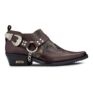 Herrenschuhe 100% Echtleder Braun Holzbraun Schlangenlederimitat Western Deisgn - Etor - 6
