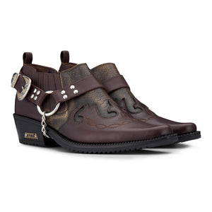 Herrenschuhe 100% Echtleder Braun Holzbraun Schlangenlederimitat Western Deisgn - Etor - 7
