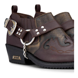 Herrenschuhe 100% Echtleder Braun Holzbraun Schlangenlederimitat Western Deisgn - Etor - 8