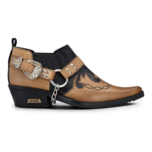 Herrenschuhe 100% Echtleder Braun Holzbraun Schlangenlederimitat Western Deisgn - Hellbraun - Etor - 1