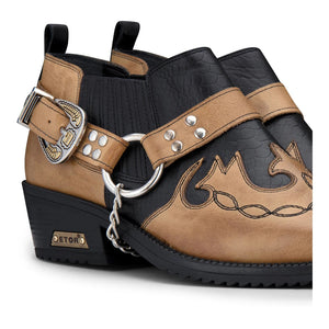 Herrenschuhe 100% Echtleder Braun Holzbraun Schlangenlederimitat Western Deisgn - Hellbraun - Etor - 3