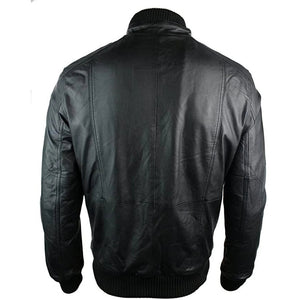 Herren-Bomberjacke aus urbanem Leder hoher Kragen Reißverschlusstaschen Schwarz - TruClothing.com - 4