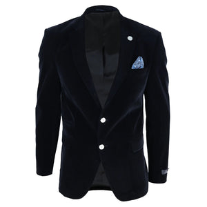 Giacca da Sera da Uomo Blazer in Velluto con 2 Bottone Elegante Formale - Nero - TruClothing.com - 1