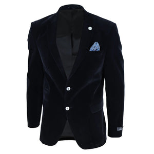 Giacca da Sera da Uomo Blazer in Velluto con 2 Bottone Elegante Formale - Nero - TruClothing.com - 2
