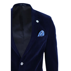 Giacca da Sera da Uomo Blazer in Velluto con 2 Bottone Elegante Formale - Blu - TruClothing.com - 7