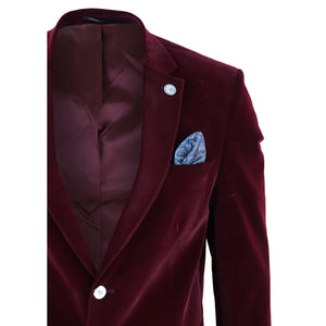 Giacca da Sera da Uomo Blazer in Velluto con 2 Bottone Elegante Formale - Bordeaux - TruClothing.com - 11