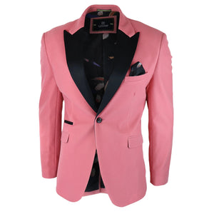Mens Velvet Blazer Tuxedo Jacket Black Satin Lapel Pastel Blue Pink Green - House of Cavani - 2