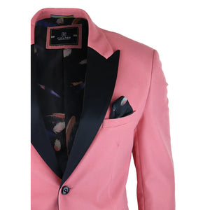 Mens Velvet Blazer Tuxedo Jacket Black Satin Lapel Pastel Blue Pink Green - House of Cavani - 3