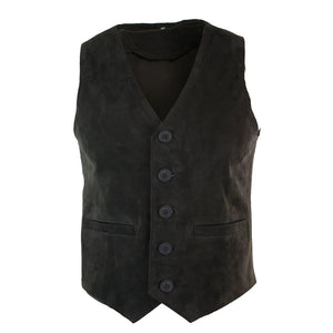 Men's Waistcoat Gilet Suede Leather Black Brown Burgundy Tan - Infinity Leather - 1