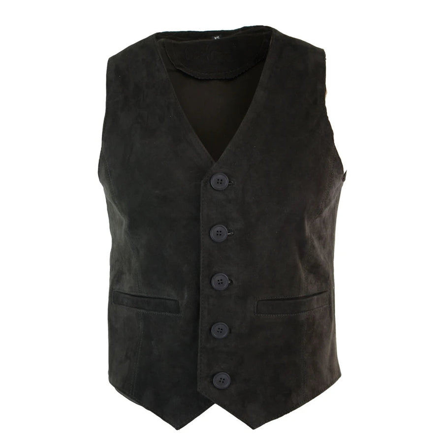 Męska kamizelka gilet zamszowa skóra czarna brązowa bordowa jasnobrązowa - Brązowy - Infinity Leather - 1