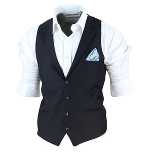 Gilet con Bavero da Uomo stile Elegante Casual Gatsby Blinders anni 20 - Nero - TruClothing.com - 2