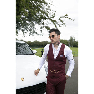 Gilet con Bavero da Uomo stile Elegante Casual Gatsby Blinders anni 20 - Bordeaux - TruClothing.com - 19