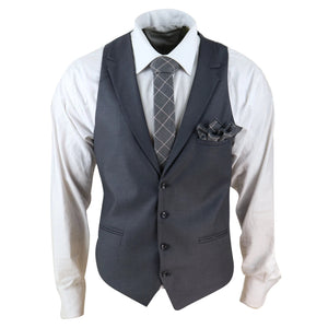 Gilet con Bavero da Uomo stile Elegante Casual Gatsby Blinders anni 20 - Grigio Scuro - TruClothing.com - 4