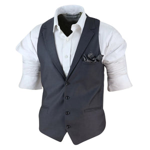 Gilet con Bavero da Uomo stile Elegante Casual Gatsby Blinders anni 20 - Grigio Scuro - TruClothing.com - 5