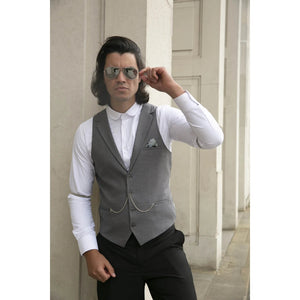 Gilet con Bavero da Uomo stile Elegante Casual Gatsby Blinders anni 20 - Grigio - TruClothing.com - 8