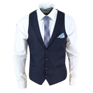 Gilet con Bavero da Uomo stile Elegante Casual Gatsby Blinders anni 20 - Blu Scuro - TruClothing.com - 11