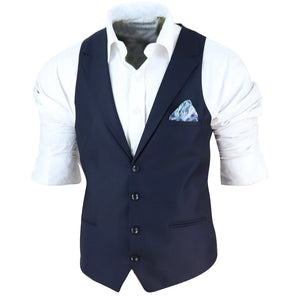 Gilet con Bavero da Uomo stile Elegante Casual Gatsby Blinders anni 20 - Blu Scuro - TruClothing.com - 12