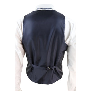 Gilet con Bavero da Uomo stile Elegante Casual Gatsby Blinders anni 20 - Blu Scuro - TruClothing.com - 13
