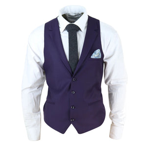 Gilet con Bavero da Uomo stile Elegante Casual Gatsby Blinders anni 20 - Viola - TruClothing.com - 14