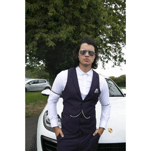 Gilet con Bavero da Uomo stile Elegante Casual Gatsby Blinders anni 20 - Viola - TruClothing.com - 15