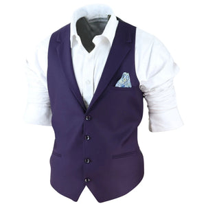Gilet con Bavero da Uomo stile Elegante Casual Gatsby Blinders anni 20 - Viola - TruClothing.com - 16
