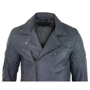 Men's Washed Brown Black Leather Biker Jacket Cross Zip - Aviatrix - 33