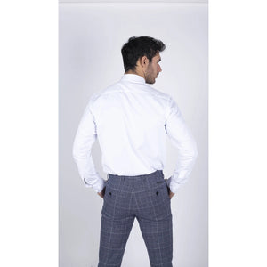 Botón blanco para hombres Down Poplin Camiseta con bar y cadena Classic formal - Ecca - 5