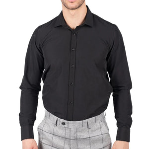 Men's White Classic Collar Button Shirt Slim Regular Fit - Black