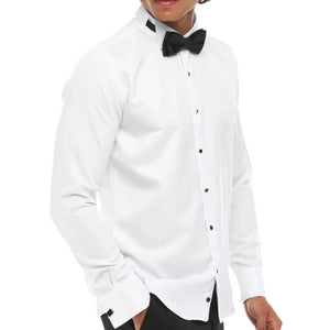 Camicia Classica da Uomo con Collo ad Ala Smoking Bianco Doppio Polsino - Ecca - 2