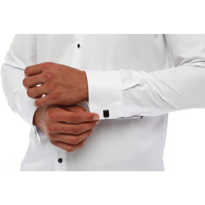 Camicia Classica da Uomo con Collo ad Ala Smoking Bianco Doppio Polsino - Ecca - 4