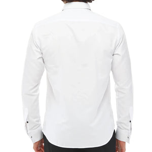 Camicia Classica da Uomo con Collo ad Ala Smoking Bianco Doppio Polsino - Ecca - 5