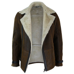 Mittellange taillierte Jacke aus schwarzem Schaffell für Herren mit Kreuzreißverschluss - Infinity Leather - 3