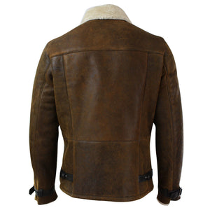 Mittellange taillierte Jacke aus schwarzem Schaffell für Herren mit Kreuzreißverschluss - Infinity Leather - 5