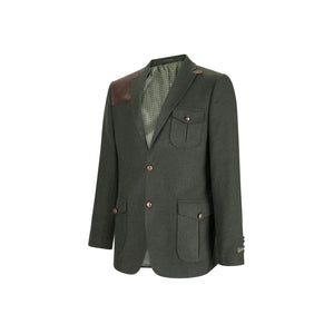 Men's Wool Tweed Jacket Hunting Blazer Elbow Patch Olive - TruClothing.com - 2
