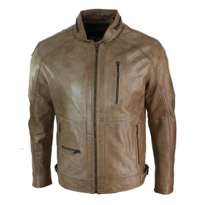 Herrenjacke 100% Echtleder Schwarz Braun Olive Biker Still Lässig - Infinity Leather - 10