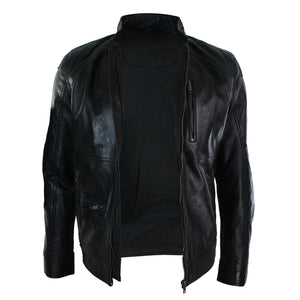 Herrenjacke 100% Echtleder Schwarz Braun Olive Biker Still Lässig - Infinity Leather - 3