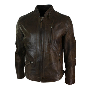 Herrenjacke 100% Echtleder Schwarz Braun Olive Biker Still Lässig - Infinity Leather - 6