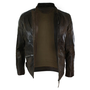 Herrenjacke 100% Echtleder Schwarz Braun Olive Biker Still Lässig - Infinity Leather - 7